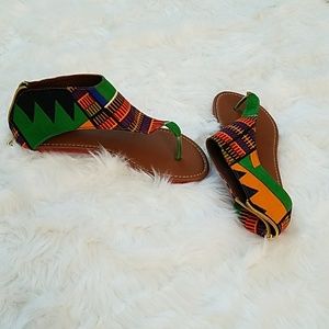 Kente (fabric customized sandals) Make an offer 🙅